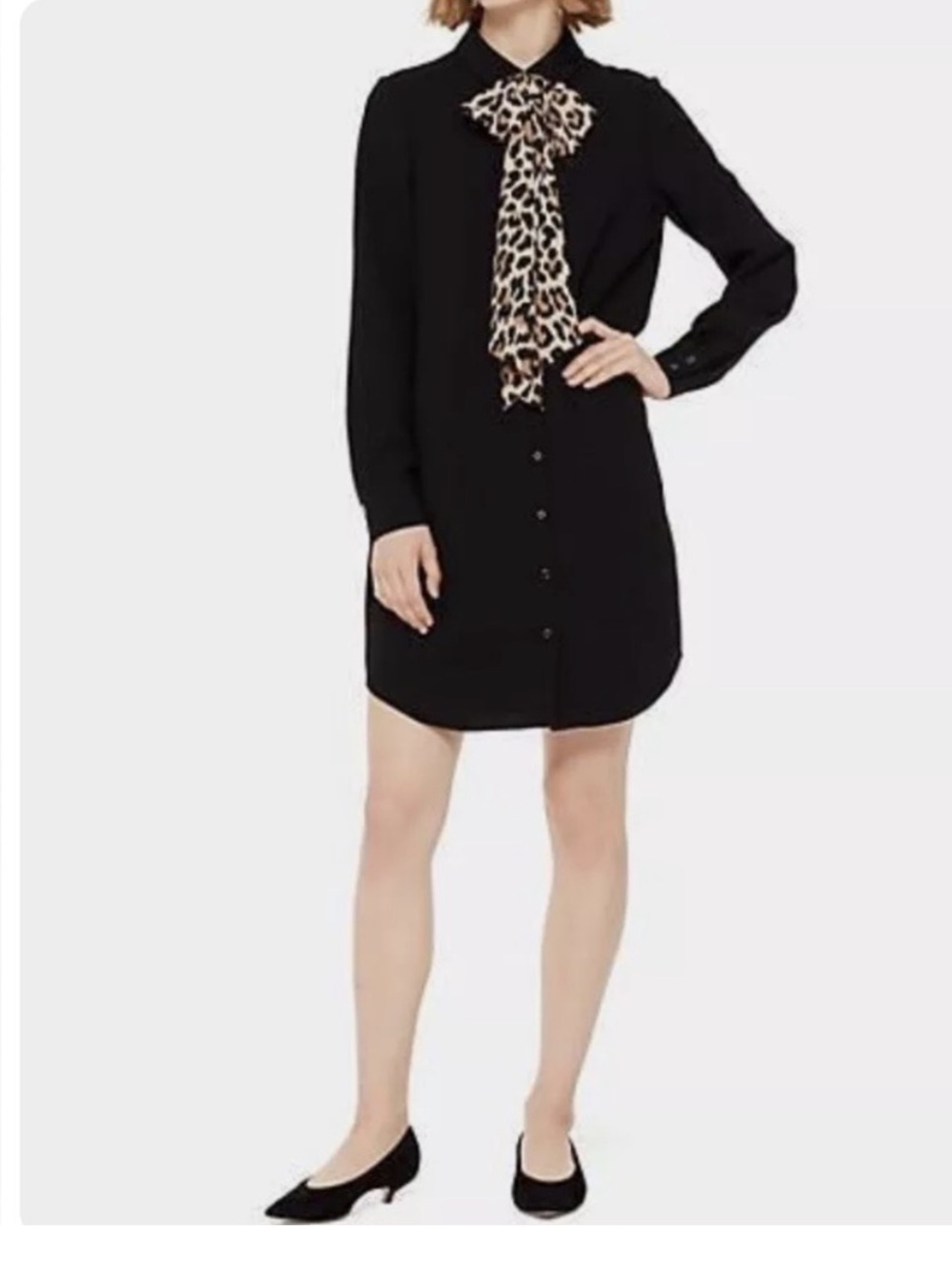 Kate Spade Griffin Shirt Dress with Leopard Tie